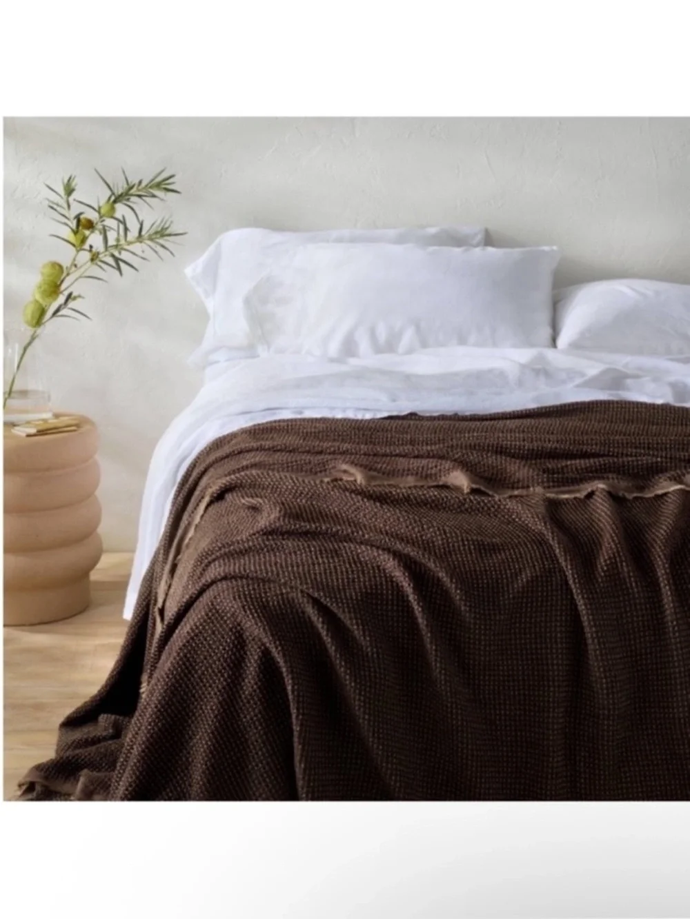 NWT King Plus Textured Waffle Coverlet Dark Fig - Casaluna